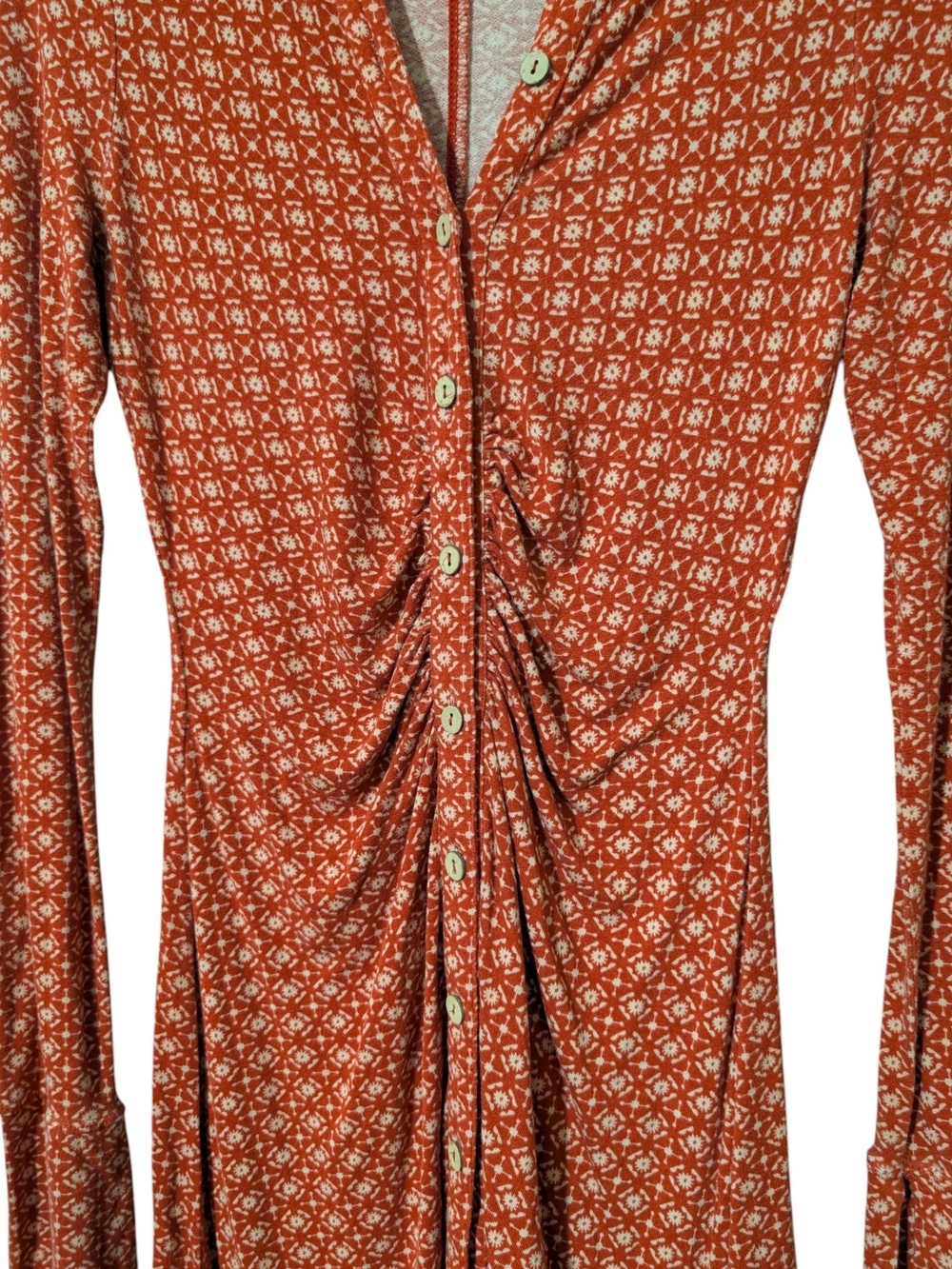 Free People Shayla Mini Dress Red Micro-Print Button Mini Dress - Picture 7 of 13